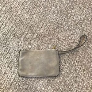 GREY LEATHER PURSE MADE IN ITALY